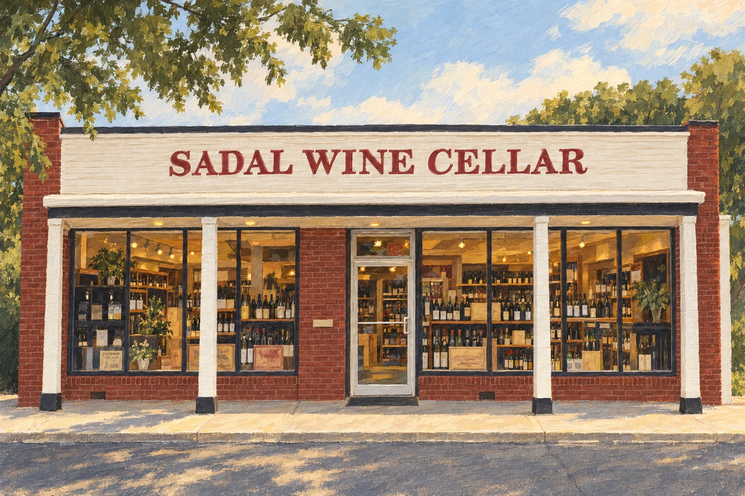 An illustration inspired by Sadal Wine Cellar’s storefront on Springfield Avenue.